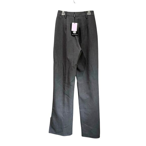 Pretty Little Thing Charcoal Gray Wide Leg Spilt Hem Trousers Size 4 - Picture 2 of 9